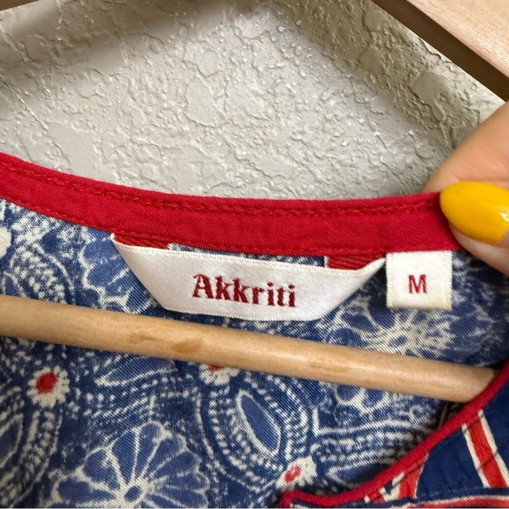 Akkriti women sz M Vibrant Navy and Red Patterned Dress - Picture 3 of 13